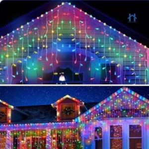 CASCATA LED 576L FIO TRANSPARENTE 2MTX1.80MT 6.5W 220V COLORIDA - LUZ SOLLAR