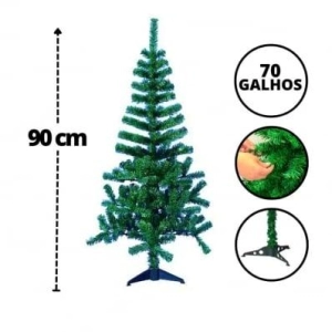 ARVORE DE NATAL 70 GALHOS 90CM VERDE